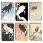 Ohara Koson Japanese Crossbill Crow Cockatoo Heron Crows Greeting Card Pack of 6