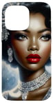 iPhone 14 Pro Max Glamorous Black Woman In Silver Art With Vintage Style Case