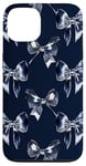 iPhone 13 Colorful Navy Blue Silver White Ribbon Bow Aesthetic Case