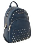 Michael Kors Dark Blue Backpack Navy Leather Gold Studded Medium Rucksack Abbey