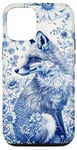 Coque pour iPhone 12/12 Pro Blue Fox Chinoiserie French Esthétique Toile Fille