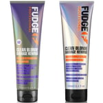 Fudge Professional Clean Blonde Damage Rewind Violet-Toning Shampoo and Conditioner Bundle 250ml