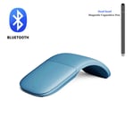 Souris tactile silencieuse sans fil Bluetooth 4.0,périphérique avec sac,souris de jeu pliable ultra fine pour ordinateur portable Microsoft - Type Blue Mouse I Pen