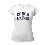 T-Shirt Femme Col Rond Coach De L'année Sport Foot Basket Rugby Handball