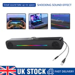 LED USB Wired Sound Bar Stereo Speakers TV Computer USB For PC Desktop Tablets