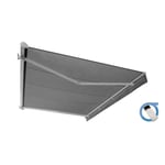 Store banne motorisé semi coffre 4x3 m gris - Structure blanche pur satinée - COVER OMBRAZUR