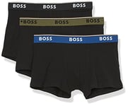 Hugo Boss Men's 3 Pack Bold Logo Cotton Stretch Trunks, Black Oil, LG