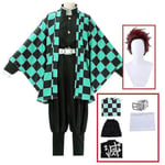 Demon Slayer Kimetsu No Yaiba Tanjirou Kamado Cosplay Kostym Kimono Jul Anime Uniform Set för vuxna barn - Perfet 6 piece set 150