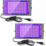 2 st 100W UV LED-strålkastare Blacklight IP65 Vattentät, Ultraviolett LED-lampa, Effektbelysning för akvarium, fest, neonmålning, fluorescerande P  (FMY)