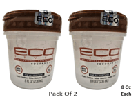 2 X ECO Style Professional Styling Gel Coconut Oil Max Hold 8 oz/236ml Each