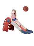 MAGIC SELECT Toboggan pour Enfants, Toboggan pour Enfants Pliable avec Rampe Extérieure et Intérieure pour Jardin avec Panier de Basket, Escaliers Antidérapants pour Jeux, Multifonction, Sûr. Rouge