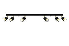 Sollux SL.1073 - Plafond NERO 6, in acciaio nero/oro, 40 W, lunghezza: 117 cm, larghezza: 5 cm, altezza: 18 cm, dimmerabile