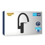 GROHE Start Mitigeur monocommande Evier, Robinet de cuisine, Bec Haut, Limiteur de température et débit, Rotation 150°, 304692430, Noir Mat