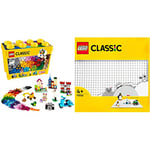 LEGO 10698 Classic Large Creative Brick Storage Box Set & 11026 Classic White Baseplate Building Base, Construction Toy Square 32x32 Build and Display Board, Multicolor