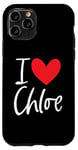 Coque pour iPhone 11 Pro Cœur personnalisé avec inscription « I Love Chloe »