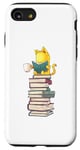 Coque pour iPhone SE (2020) / 7 / 8 Kawaii Cat Reading Book Stack Cute Bookworm T-shirt graphique