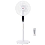 HOMCOM 16 Inch Pedestal Fan Height Adjustable 7.5h 85° Oscillation LED Panel