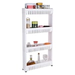 4 Tier Slim Slide Out Kitchen Bathroom Thin Storage Trolley Cart Rack Holder New