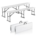 Banc Pliant En Plastique-Vevor-1820 Mm-Banc D'extérieur Pliable Portable, Lisse En Pehd Imperméable-Pour Jardin-Blanc