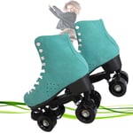 Quad Roller Skates for Adults And Kids Roller Skates - Classic Quad Roller Skates - Comfortable Quad Skates for All Ages,Green suede,40