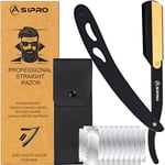 ASIPRO Rasoir à Barbe Homme avec (20 Demi Lames)10 Rasoir Lame Coupe Choux Professionnel et Étui de Protection Rasoir Coupe Choux Barbe Manuel Rasoir Barbier Professionnel Rasoir à Barbe Traditionnel