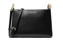 Michael Kors Trisha Leather Medium Triple Compartment Crossbody (Black)