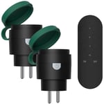 Mini Prises Télécommandées Extérieures Programmables Ip44, Portée 40 M, 2300 W, 2 Prises Télécommandées Et 1 Télécommande Pour Décoration De Vacances, Noir/Vert[MUL211471]