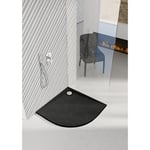 Otitec - Receveur de douche en acrylique noir - structure en pierre - semi circulaire R55 - cres - 90 x 90 - noir