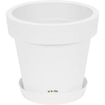 Pot De Fleur Rond Cache Pot 30 X 27 Cm En Plastique Blanc Pot De Plantes Pot D?Intérieur Et D?Extérieur