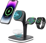 5 En 1 Chargeur Induction, Chargeur Mag-Safe Avec Lampe Et Port De Charge Usb, Station De Chargeur Sans Fil Magnétique, Chargeur Rapide Iphone 14/13/12/Pro Max/Plus/Mini, Iwatch, Airpods 2/3/Pro