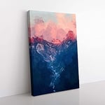 Big Box Art Ravine to The Clouds in Abstract Canvas Wall Art Print Ready to Hang Picture, 76 x 50 cm (30 x 20 Inch), Pink, Blue, Lavender, Mauve