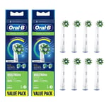 8x Genuine Oral-B Cross Action White Electric Toothbrush Heads Clean Maximiser