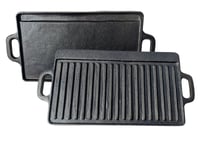 Cast Iron Reversible Griddle Pan - BBQ griddle plate for gas bbq, hob, oven.