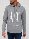 Armani Exchange Icon Logo Overhead Hoodie - Grey, Grey, Size S, Men