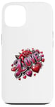 iPhone 13 The Word Love surrounded By Hearts And Red Roses Case