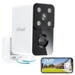 ieGeek 2K Rotation à 180° Camera Surveillance WiFi Exterieure sans Fil, Caméra Batterie, Vision Nocturne Couleur, Audio Bidirectionnel, Détection de Mouvement AI et PIR, Sirène, IP65, Local/Cloud, S3