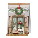 Wreath Window 3 d Christmas Window Advent Calendar Card Pop up.