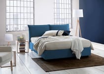 Talamo Italia - Lit double Silvia, Lit coffre en tissu, Ouverture frontale, avec matelas 140x190 cm inclus, 100% Made in Italy, Bleu