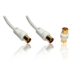 CDL Micro Gold TV Coax Aerial Cable ~ Lead ~ Wire (M-M) with Female to Female Adapter (F-F) 5m 16 ft