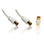 CDL Micro 5 m Gold Plated TV Coax Aerial Cable Lead Wire (M-M) with Female to Female Adapter (F-F), 5 meters