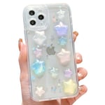 HZLFCZL Coque Compatible avec iPhone 11 Pro Max Cute Dessin animé à Paillettes 3D Color Étoiles en Cristal cœur pour Femmes et Filles Kawaii Jolie Coque de Transparente Phone Case-Color Star