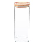 Square Glass Storage Jar with Wooden Lid 1.9 Litre