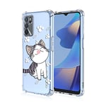 TAUYN Coque pour Oppo A16/A16S/A54S, Souple TPU Silicone Bumper Antichoc Étui, Transparent Chat Mignonne Motif Girls Housse, Chat