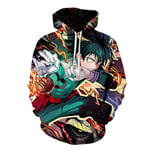 EDMKO Sweat À Capuche My Hero Academia Midoriya Izuku 3D Imprimer Manche Longue Vêtements De Sport pour Couples Pull Hoodies Hommes Femme Unisexe Sweatshirt,L