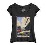 T-Shirt Femme Col Echancré Paris New York Paquebot Affiche Poster Vintage Voyage Art Deco 30's