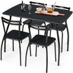 Ensemble Table et 4 Chaises, Table à Manger avec 4 Chaises, Cadre en Métal, Noir, pour Salle à Manger, Cuisine, Restaurant, Salon - Costway