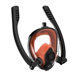 Snorkeling Diving Mask Double Respirator Full Face Snorkel Mask, Anti-Fog And Foldable Design Breathing System For A Safe Adults/Kids Snorkeling Experience ( Color : N59 Orange Black , Size : L-XL )