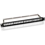 Patchpanel 19", 24 portar för Keystoneuttag, 1U