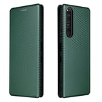 Sony Xperia 1 III 5G - Flip-fodral med korthål Borstad Design Grön