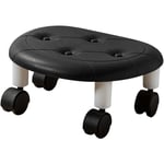 Fuax – tabourets roulants ronds et bas, en cuir, roue universelle, petit tabouret pivotant à roulettes, capacité de poids élevée pour la maison, noir